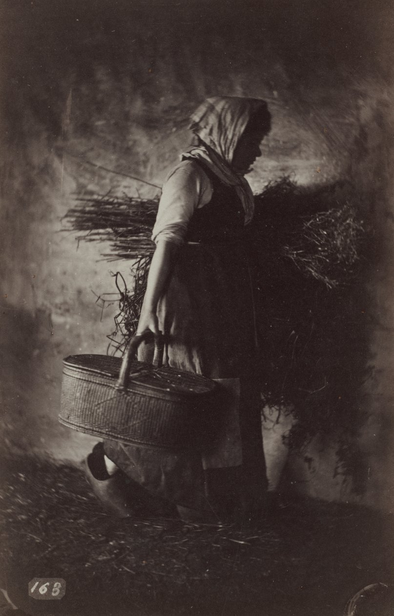 Paysanne portant un panier et du foin - Auguste Giraudon