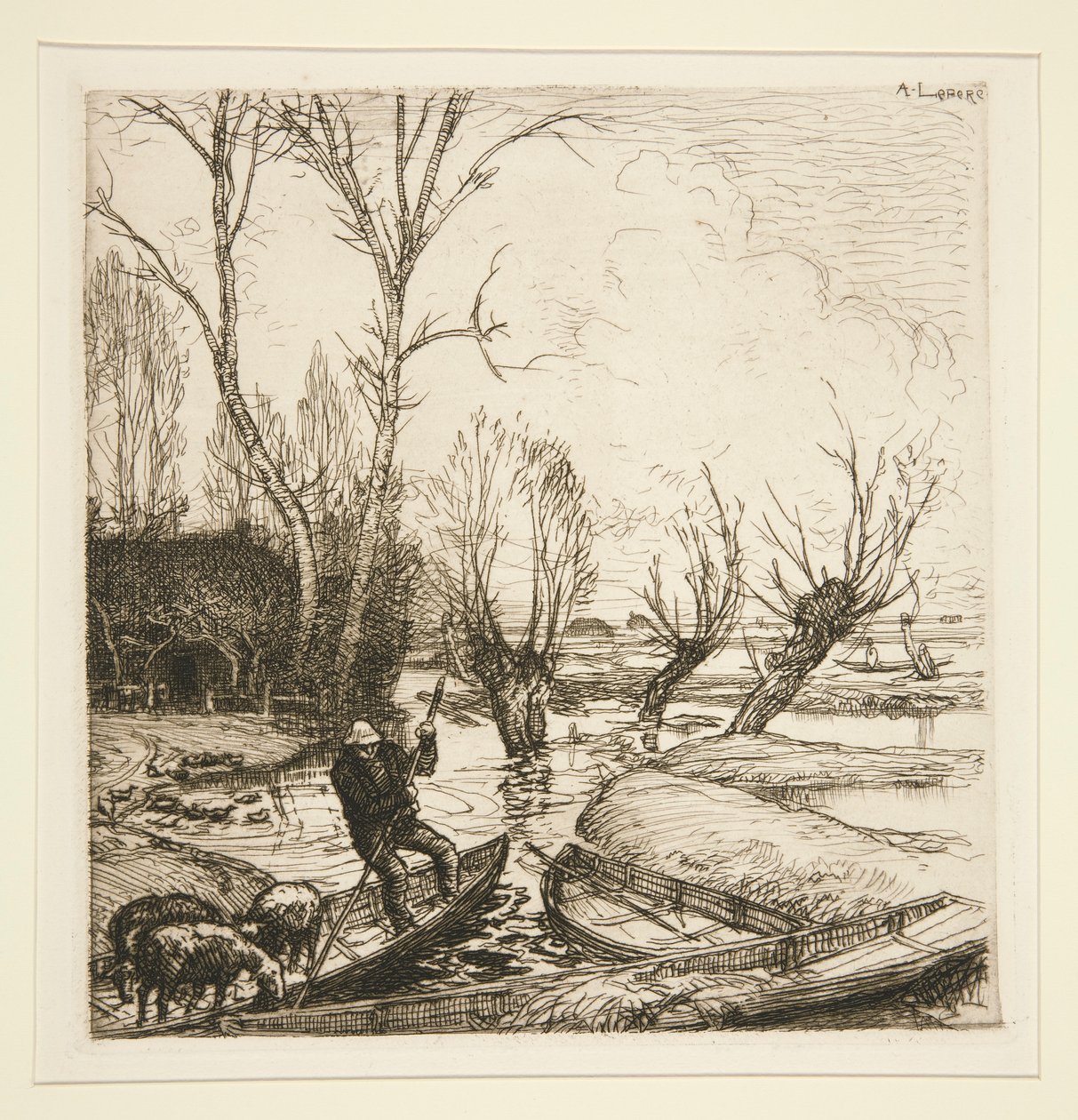 Au marais inondé - Le berger - Auguste Lepere