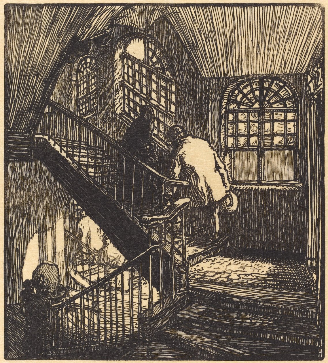 Escalier de la maison où était le Château Rouge - Auguste Lepere