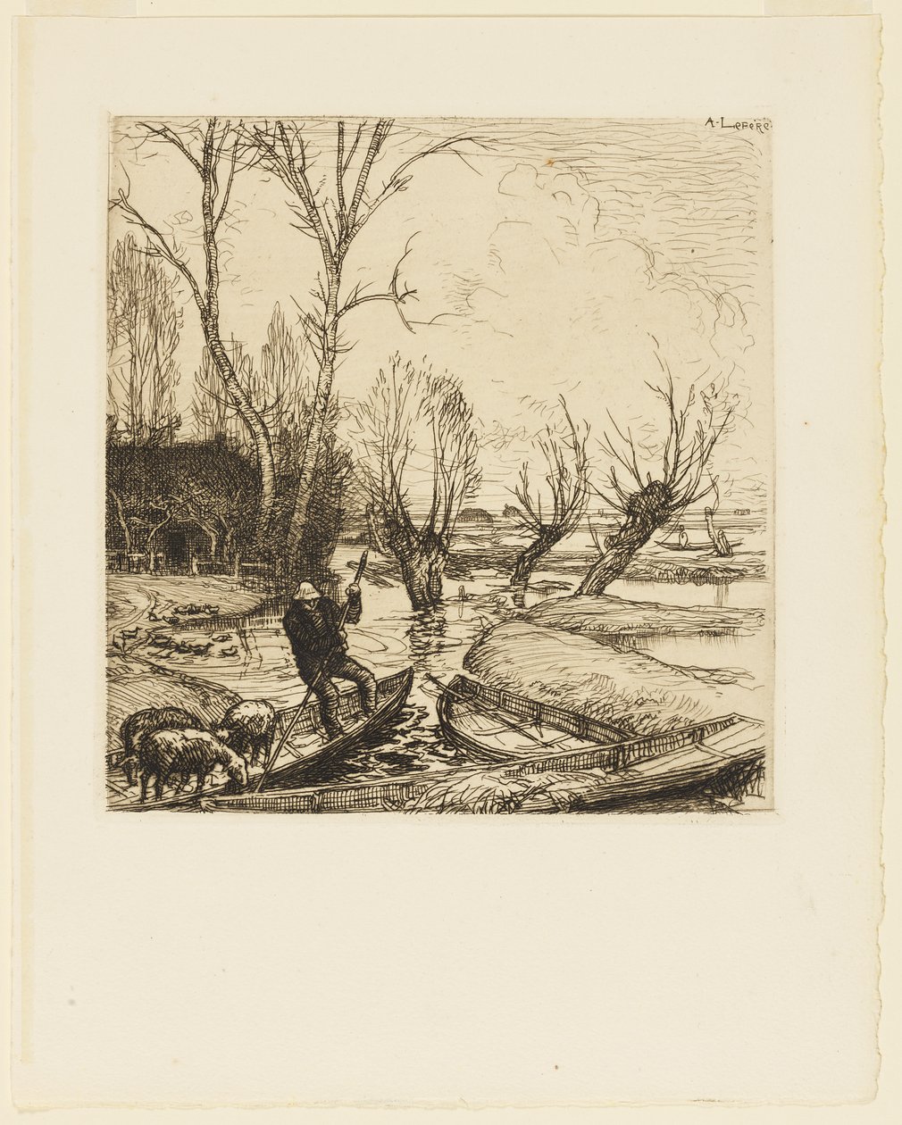 Au marais inondé - Le berger - Auguste Lepere