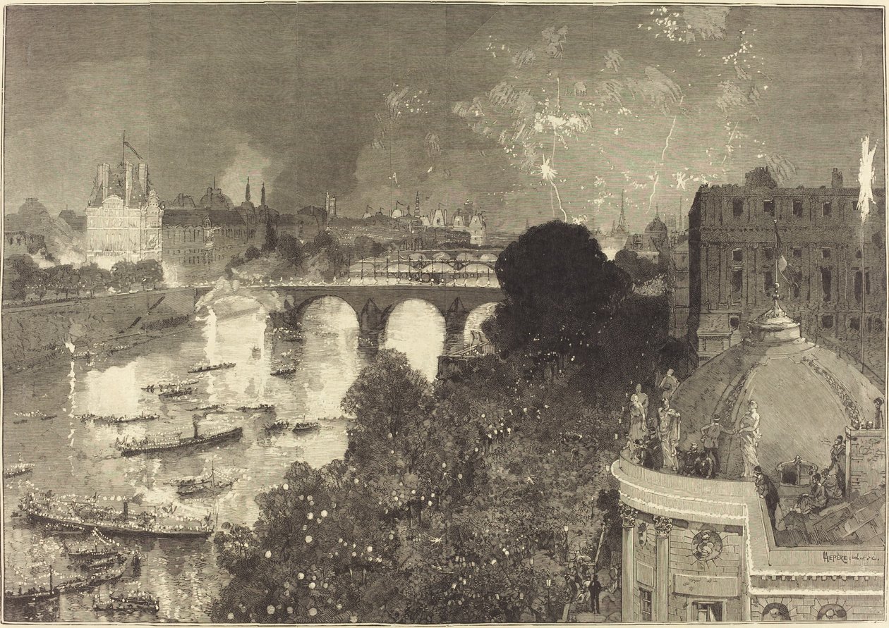 Le 14 Juillet. Illumination de la Seine du Pont Neuf au Pont au Change - Auguste Lepere