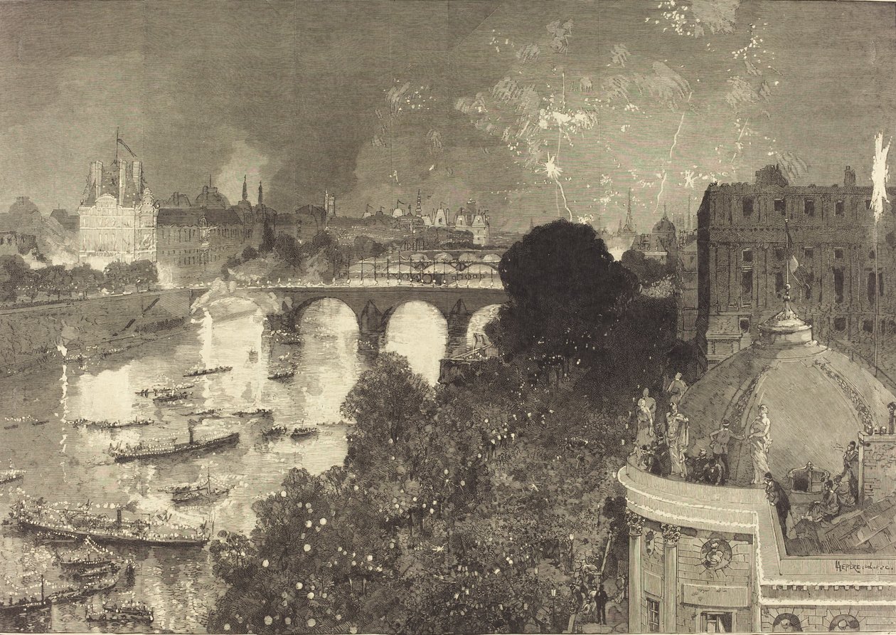 Le 14 Juillet. Illumination de la Seine du Pont Neuf au Pont au Change - Auguste Lepere