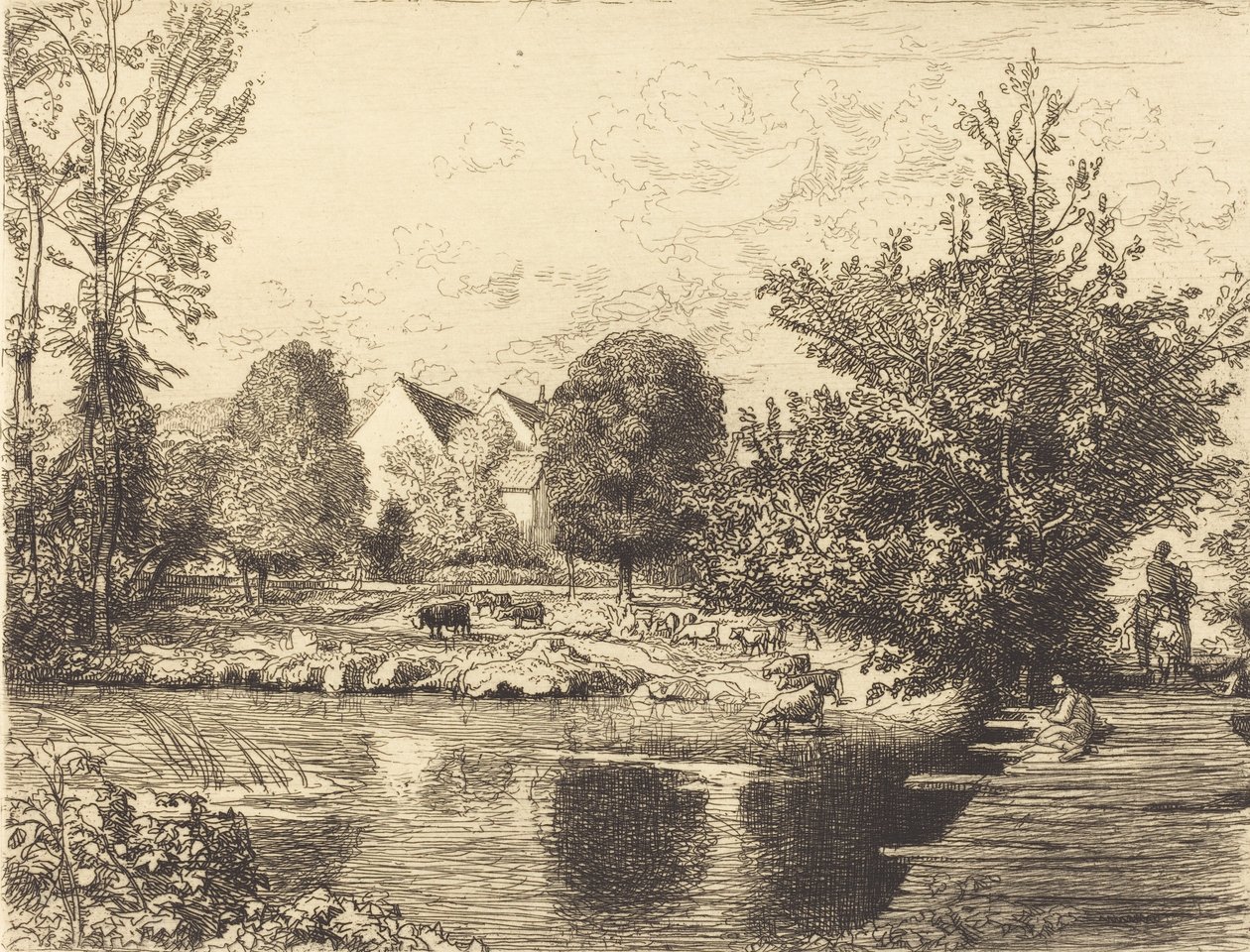Vieille passerelle, bords du petit Morin, 1915 - Auguste Lepere