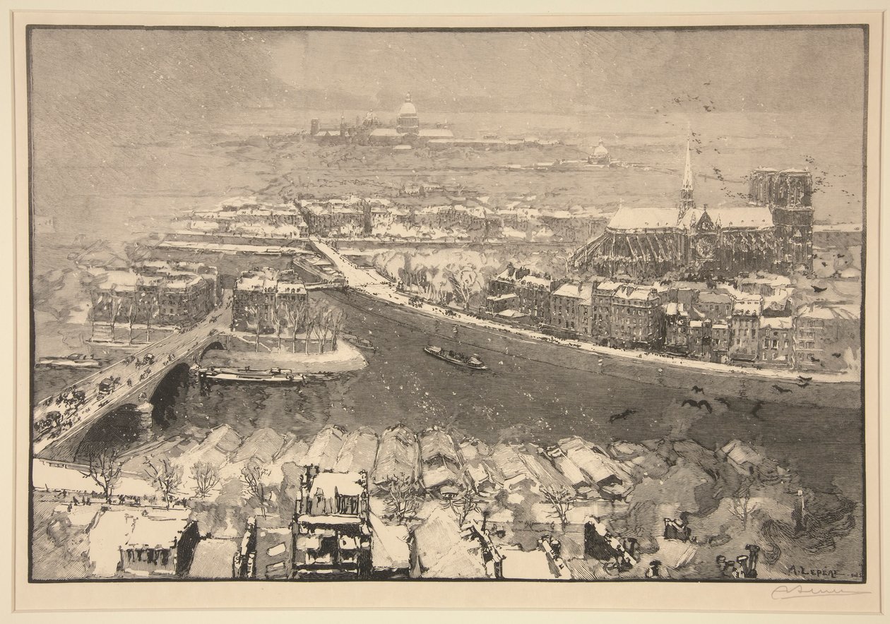 Paris sous la neige, vu du haut de St. Gervais - Auguste Lepere