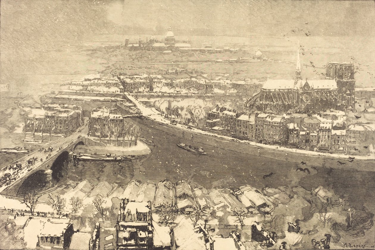 Paris sous la neige, vue du haut de St.-Gervais, 1890 - Auguste Lepere