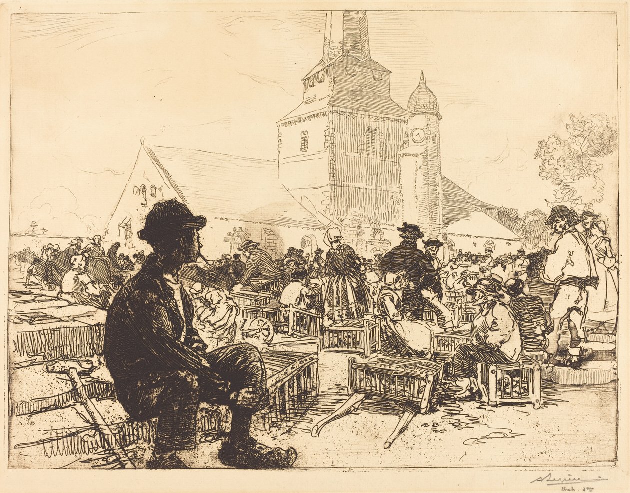 Marché à la volaille, à St.-Jean-de-Mont - Auguste Lepere
