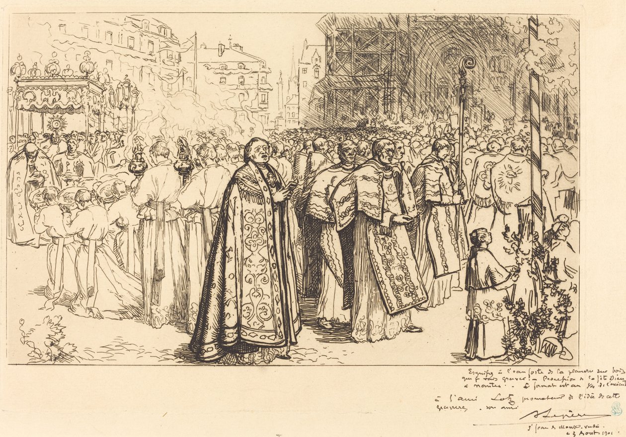 Retour de la procession à la cathédrale de Nantes - Auguste Lepere