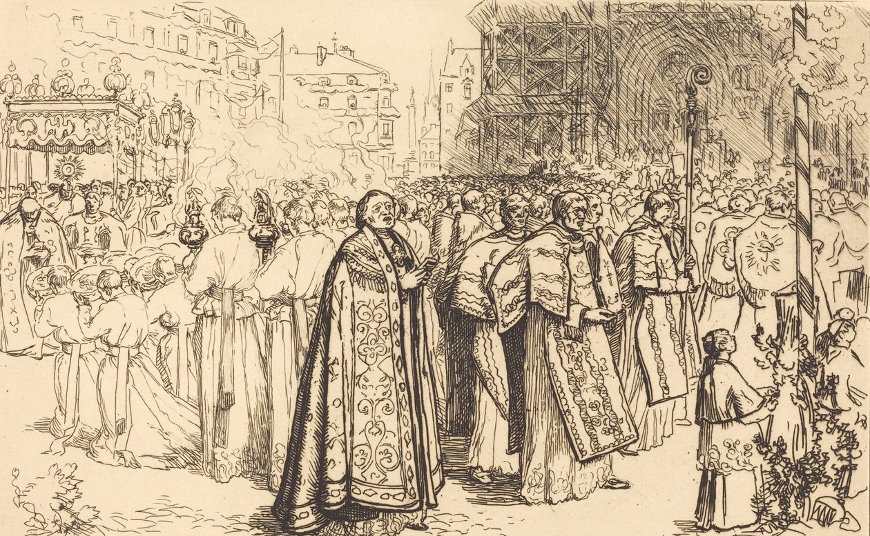 Retour de la procession à la cathédrale de Nantes - Auguste Lepere