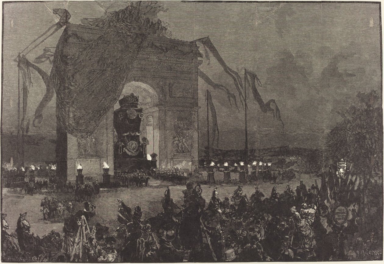 Funérailles de Victor Hugo. La Veillée - Auguste Lepère after Henri Louis Scott