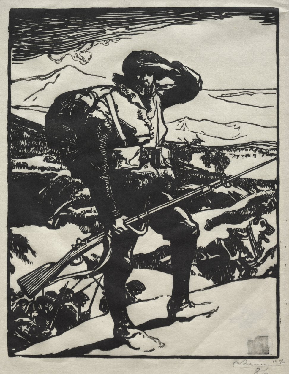 Chasseur alpin regardant la plaine du Rhin - Auguste Louis Lepère