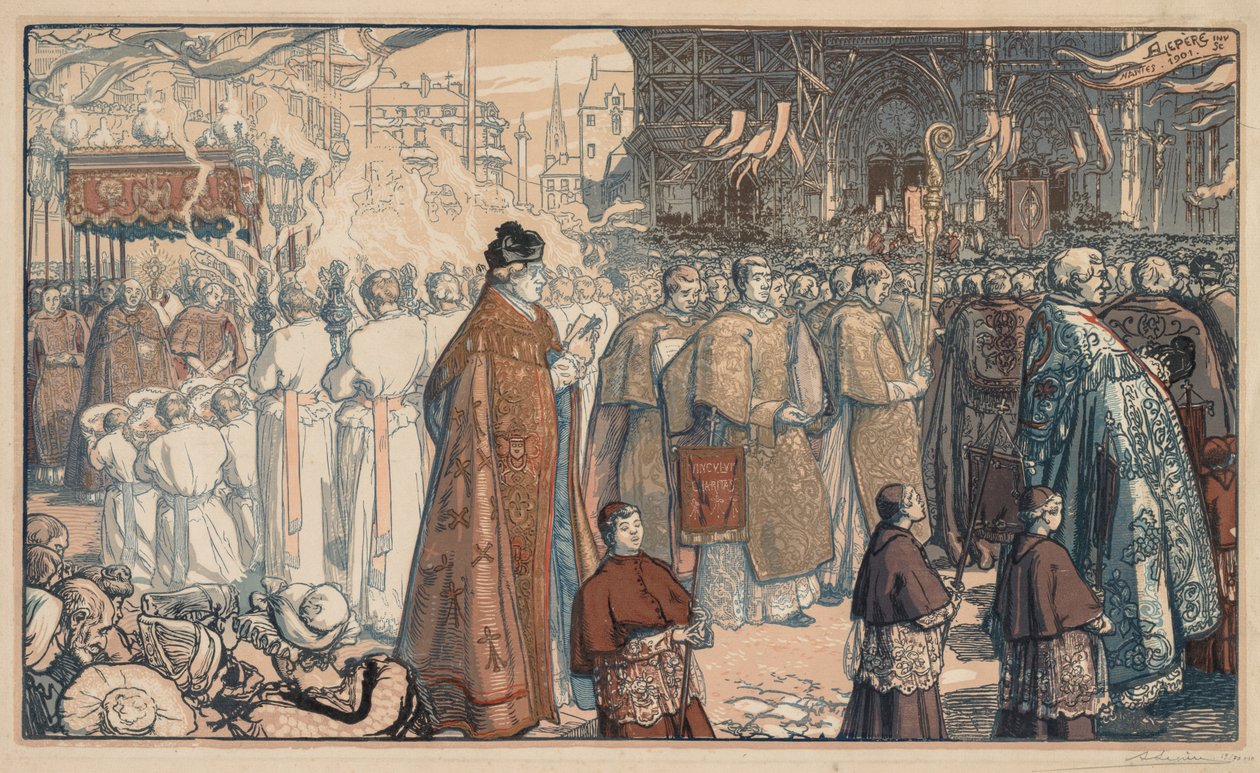 La Procession de la Fête-Dieu à Nantes - Auguste Louis Lepère