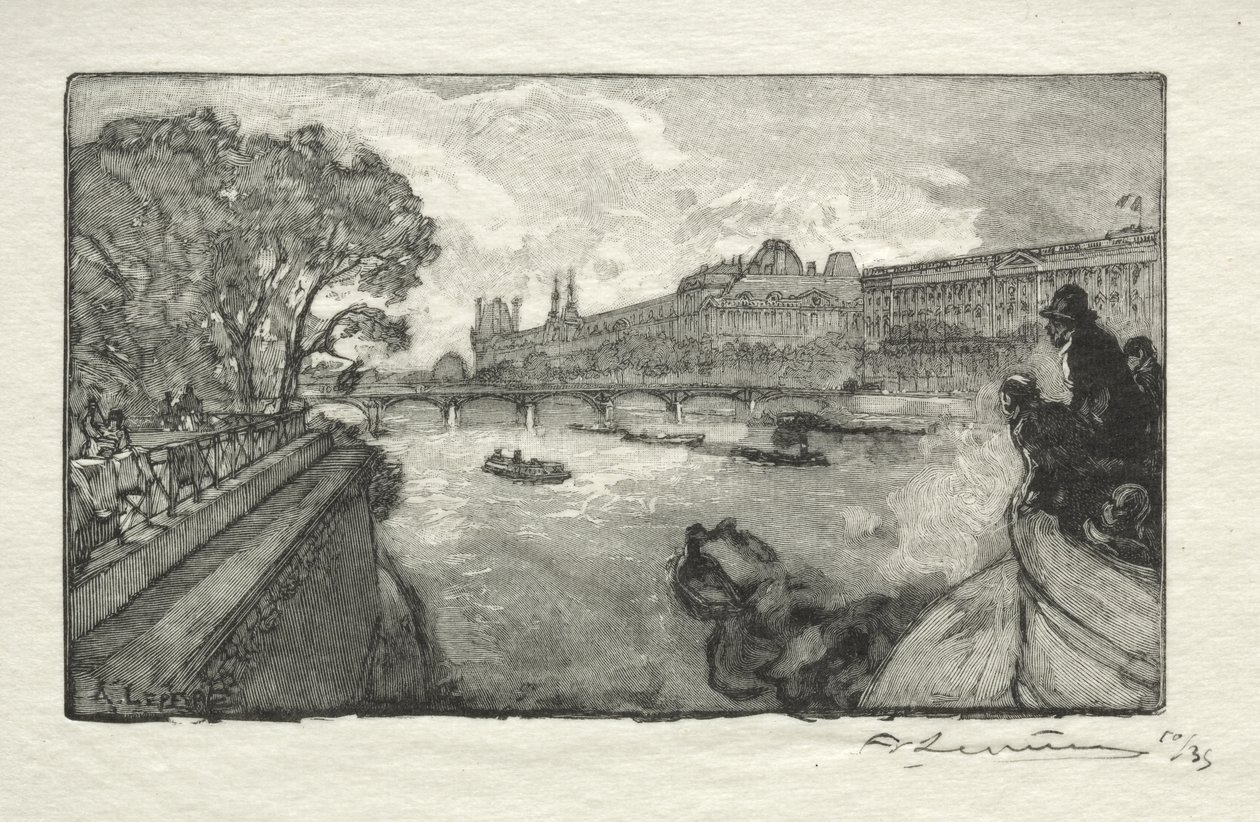 Le Louvre, vu du Pont Neuf - Auguste Louis Lepère