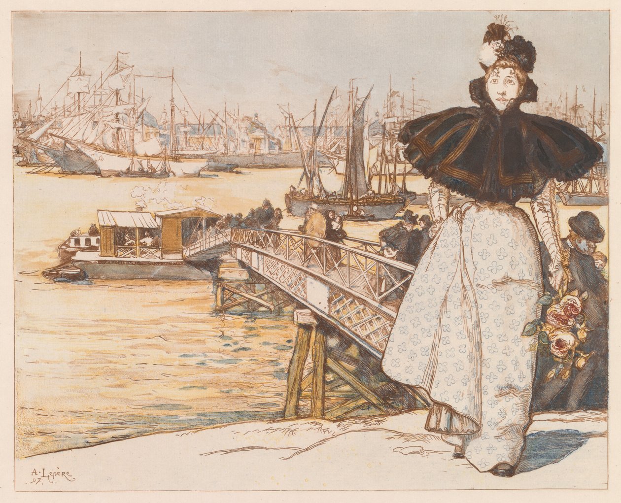 Embarcadère sur la Garonne, Bordeaux - Auguste Louis Lepère