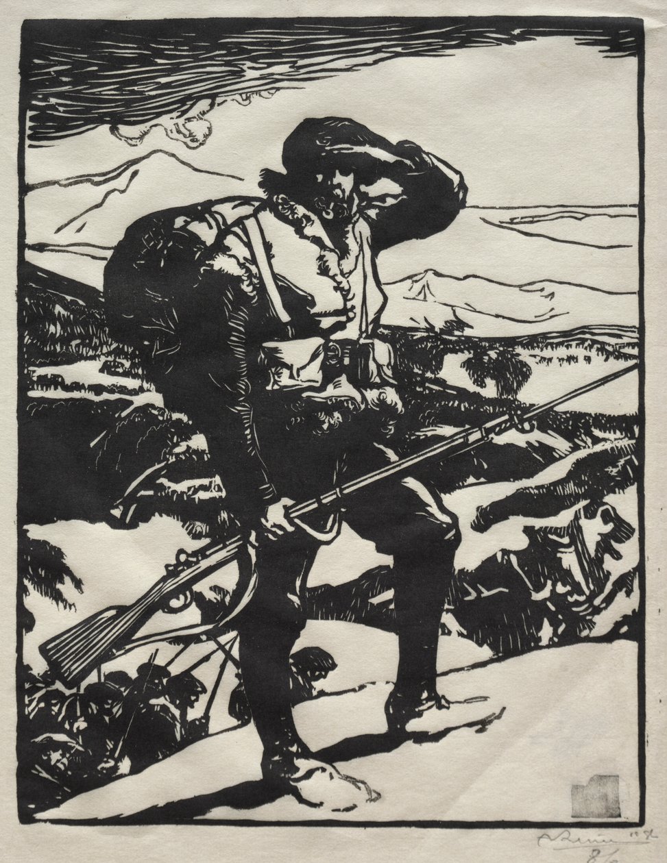 Chasseur alpin regardant la plaine du Rhin - Auguste Louis Lepère