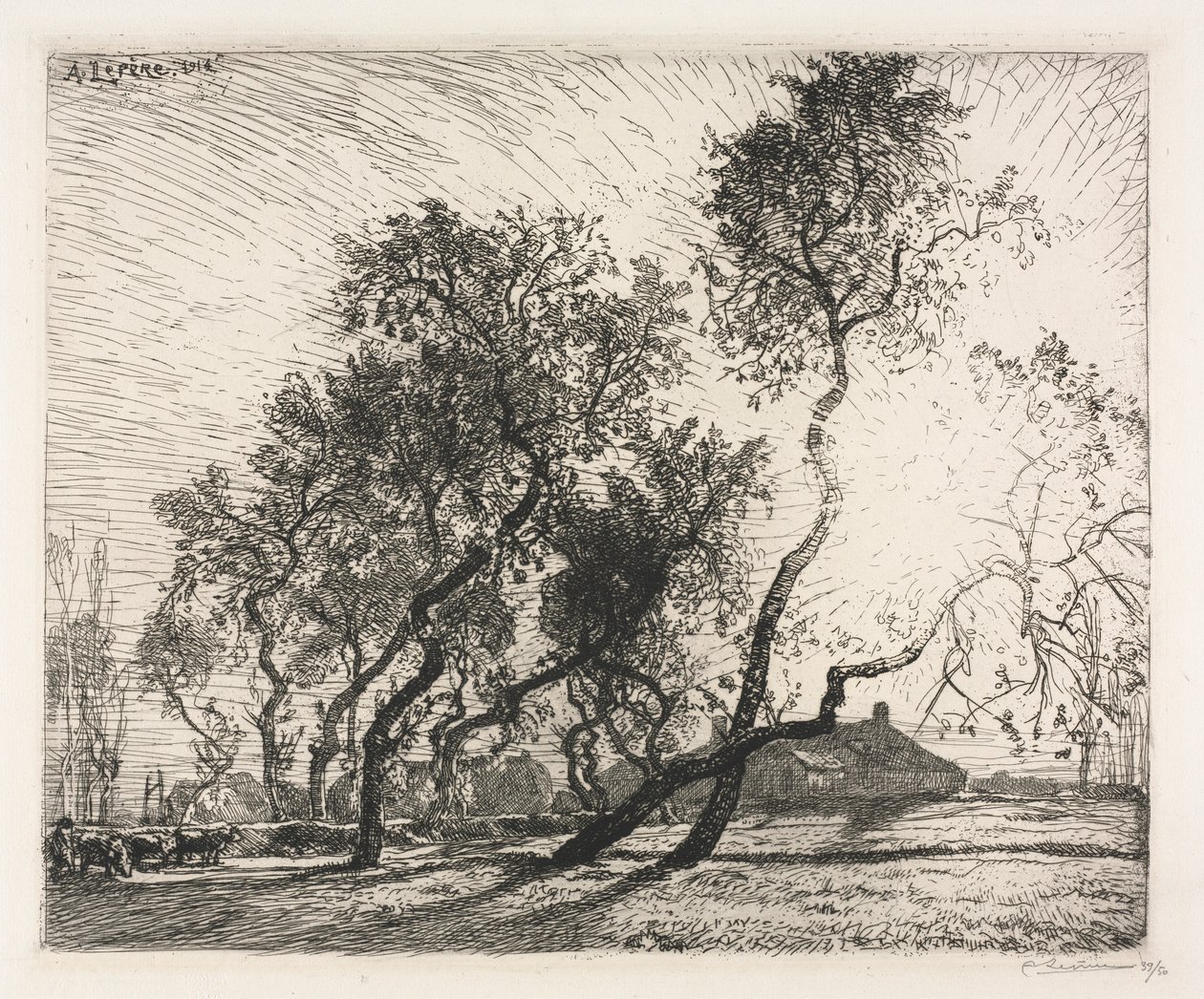 Ferme avec peupliers de Hollande, 1914 - Auguste Louis Lepère