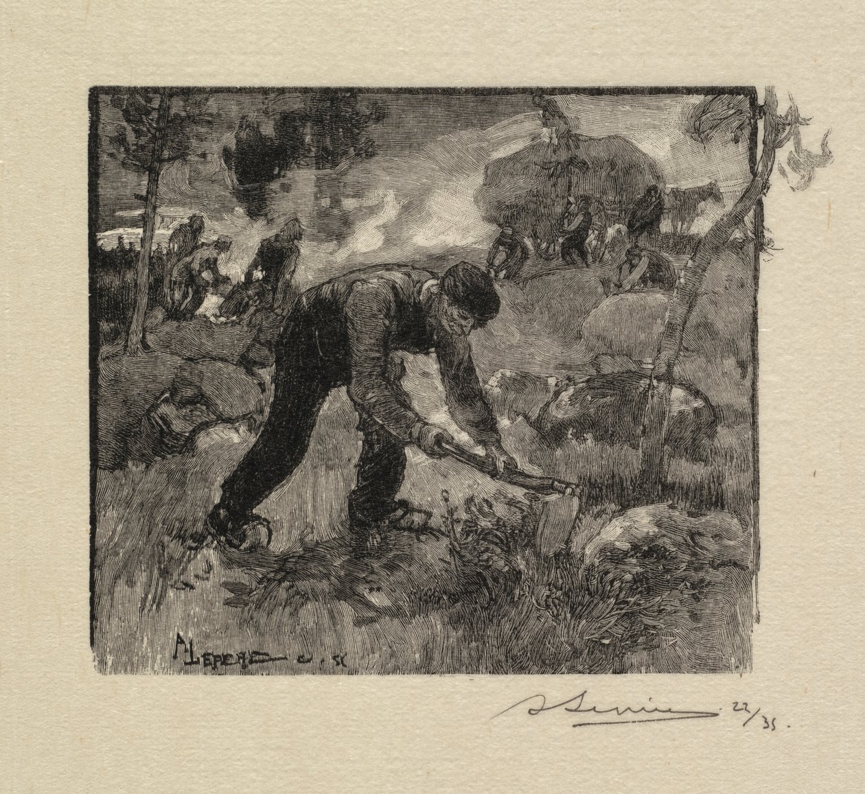 La Forêt de Fontainebleau: Arracheurs de Bruyères - Auguste Louis Lepère