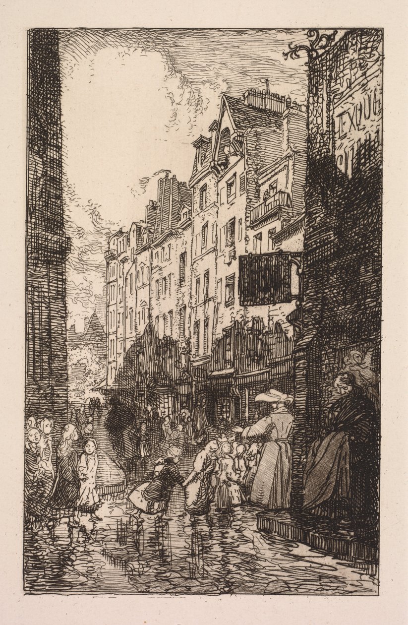La Bièvre, Les Gobelins, Saint-Séverin: Le Quartier Saint-Séverin: La Rue des Prêtres Saint-Séverin - Auguste Louis Lepère