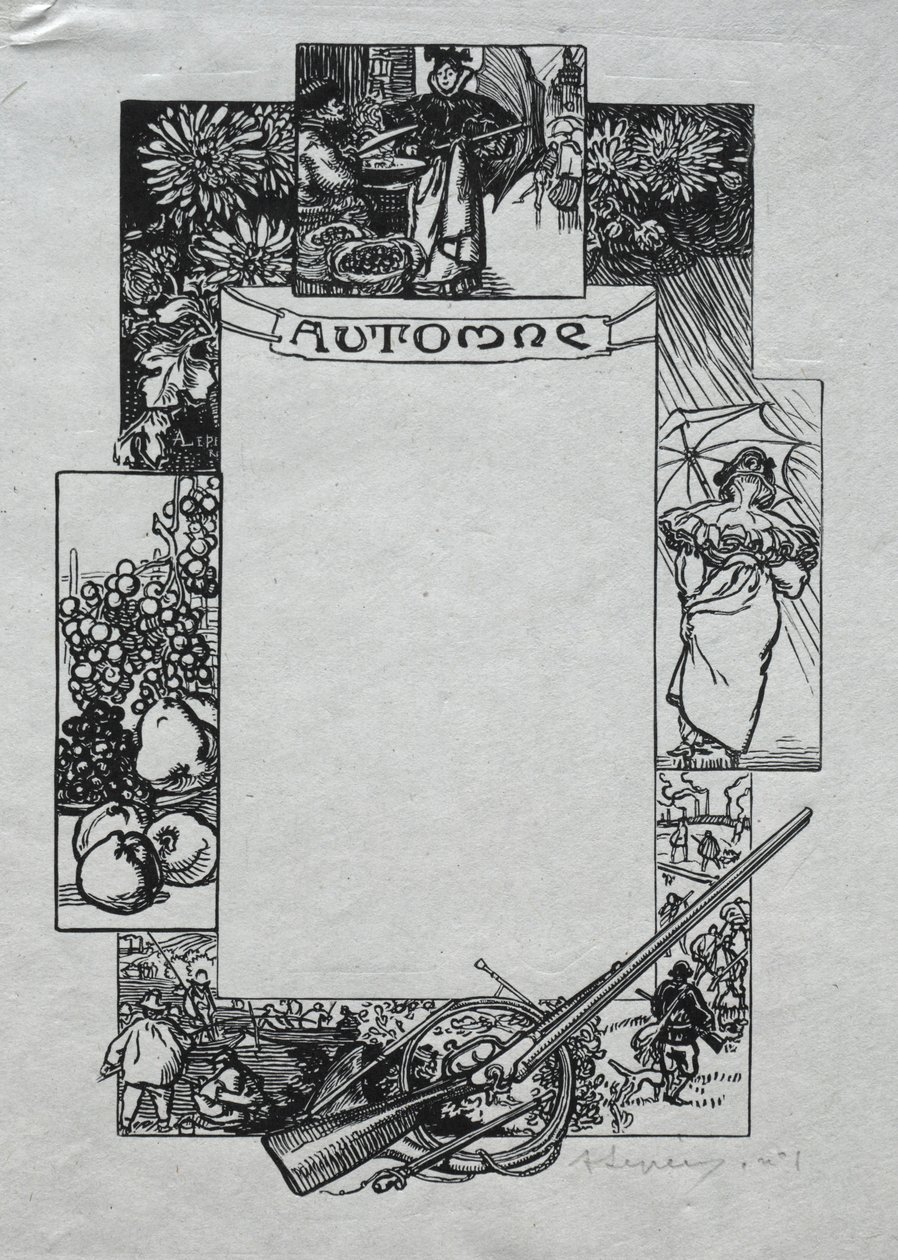 Almanach de Paris, 1897 : Bordure décorative, Automne, 1897 - Auguste Louis Lepère