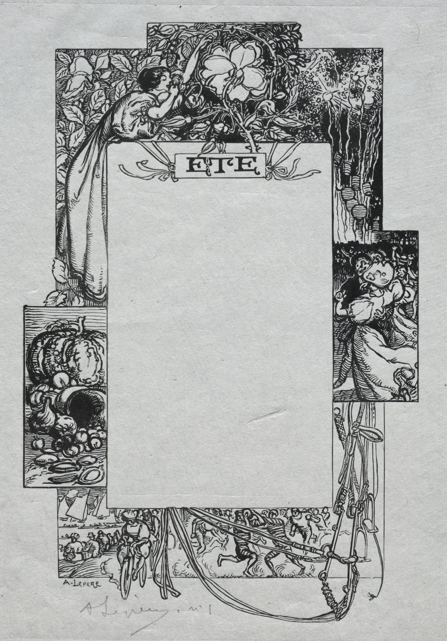 Almanach de Paris, 1897: Bordure décorative, Été - Auguste Louis Lepère