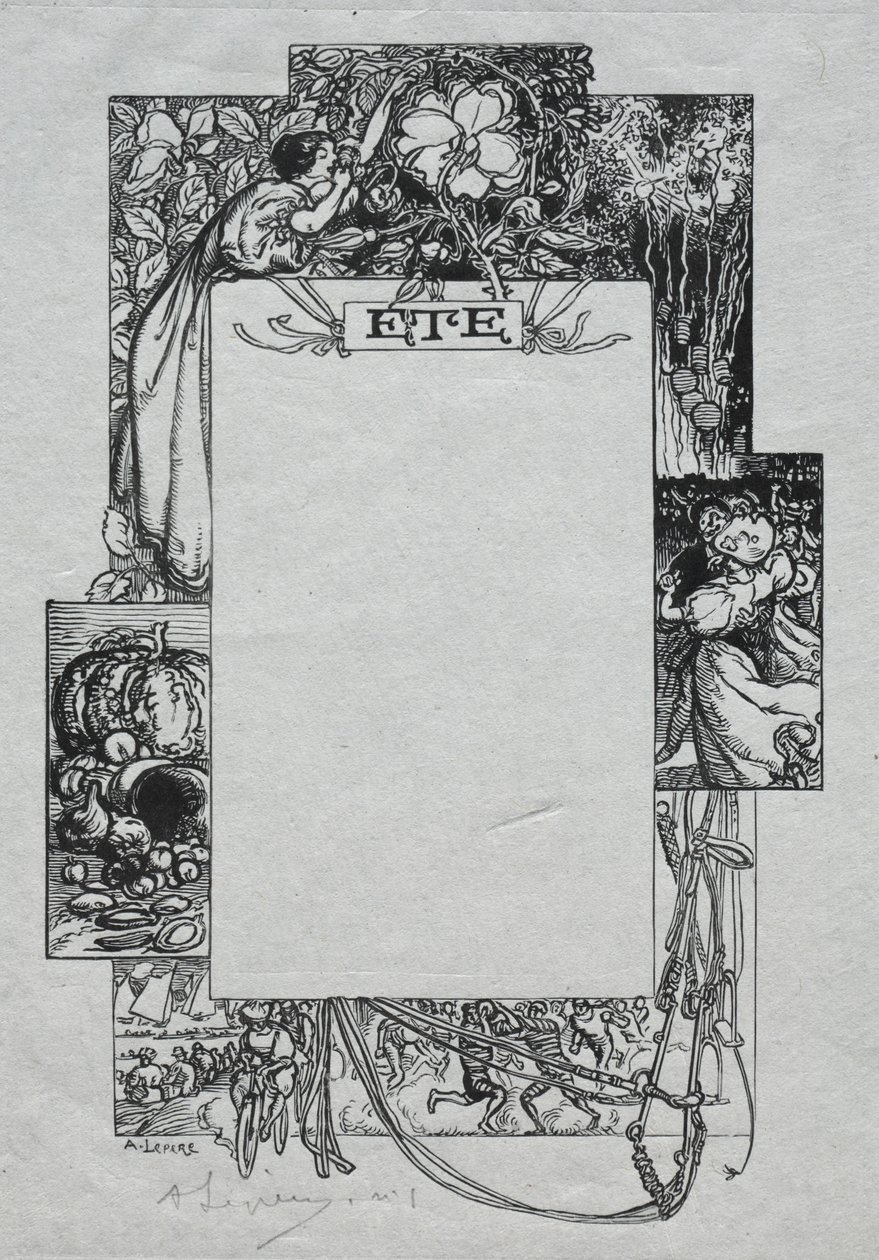 Almanach de Paris, 1897 : Bordure décorative, été, 1897 - Auguste Louis Lepère