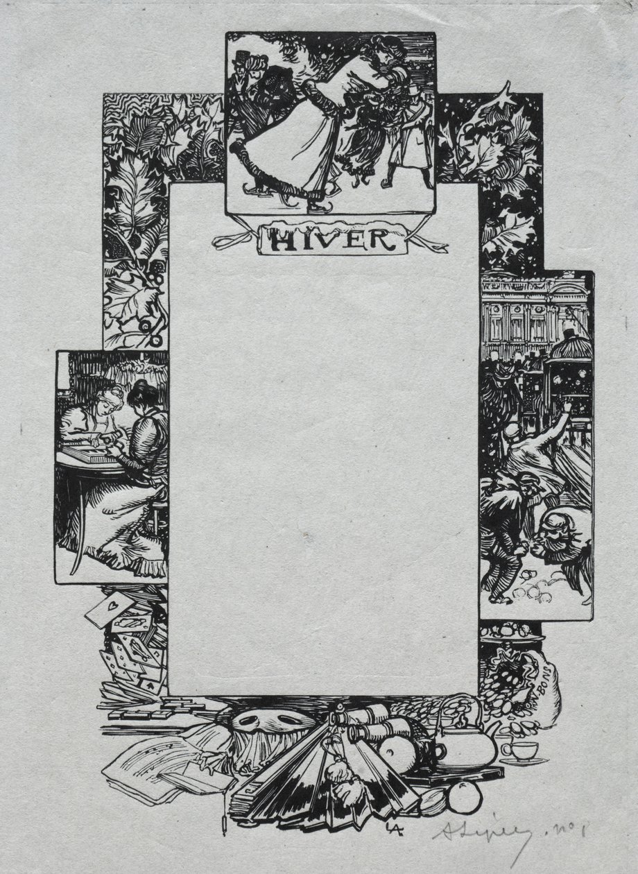 Almanach de Paris, 1897 : Bordure décorative, Hiver, 1897 - Auguste Louis Lepère