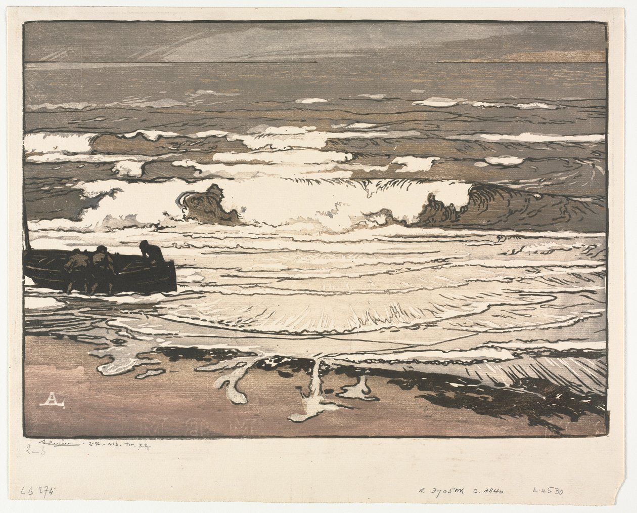 Les vagues déferlantes, marée de septembre 1901 - Auguste Louis Lepère