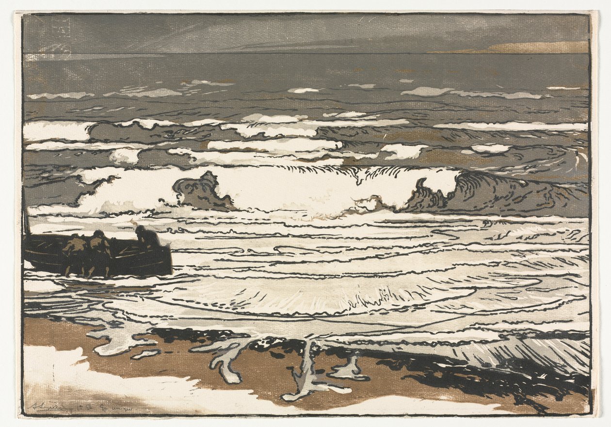 Les vagues déferlantes, marée de septembre 1901 - Auguste Louis Lepère