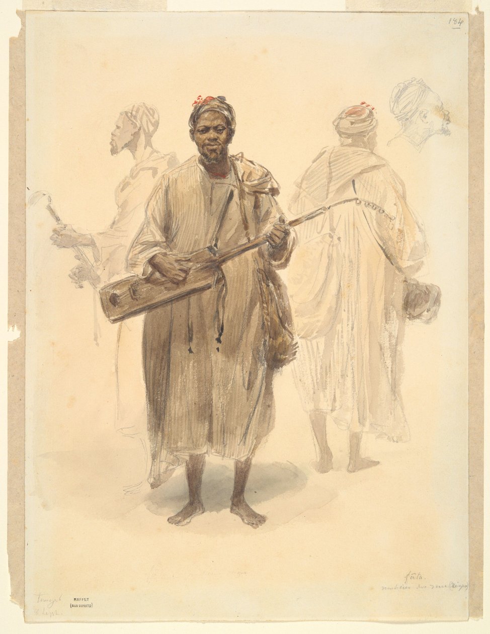 Un Maure musicien des rues à Tanger - Auguste Raffet