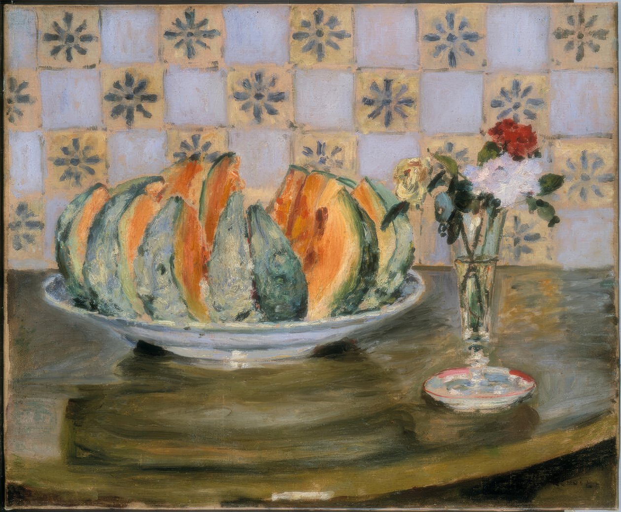 Nature morte avec melon et vase de fleurs - Auguste Renoir