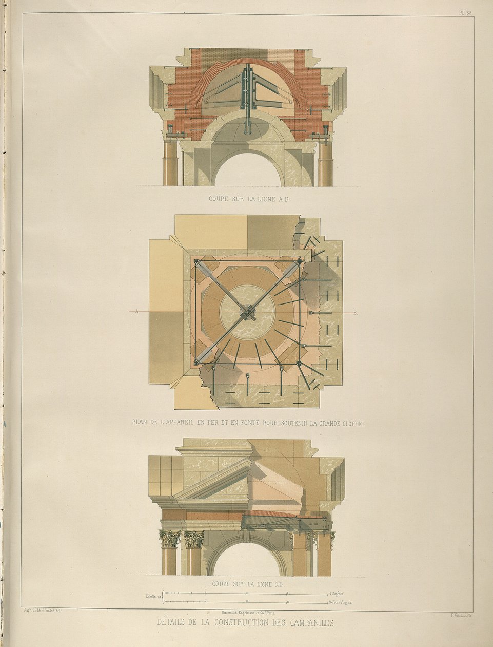 Détail de la construction du clocher, tiré de : La Construction de la cathédrale Saint-Isaac, 1845 - Auguste de Montferrand