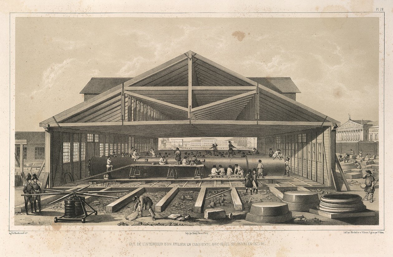 Atelier de tailleurs de pierre De : La construction de la cathédrale Saint-Isaac, 1845 - Auguste de Montferrand