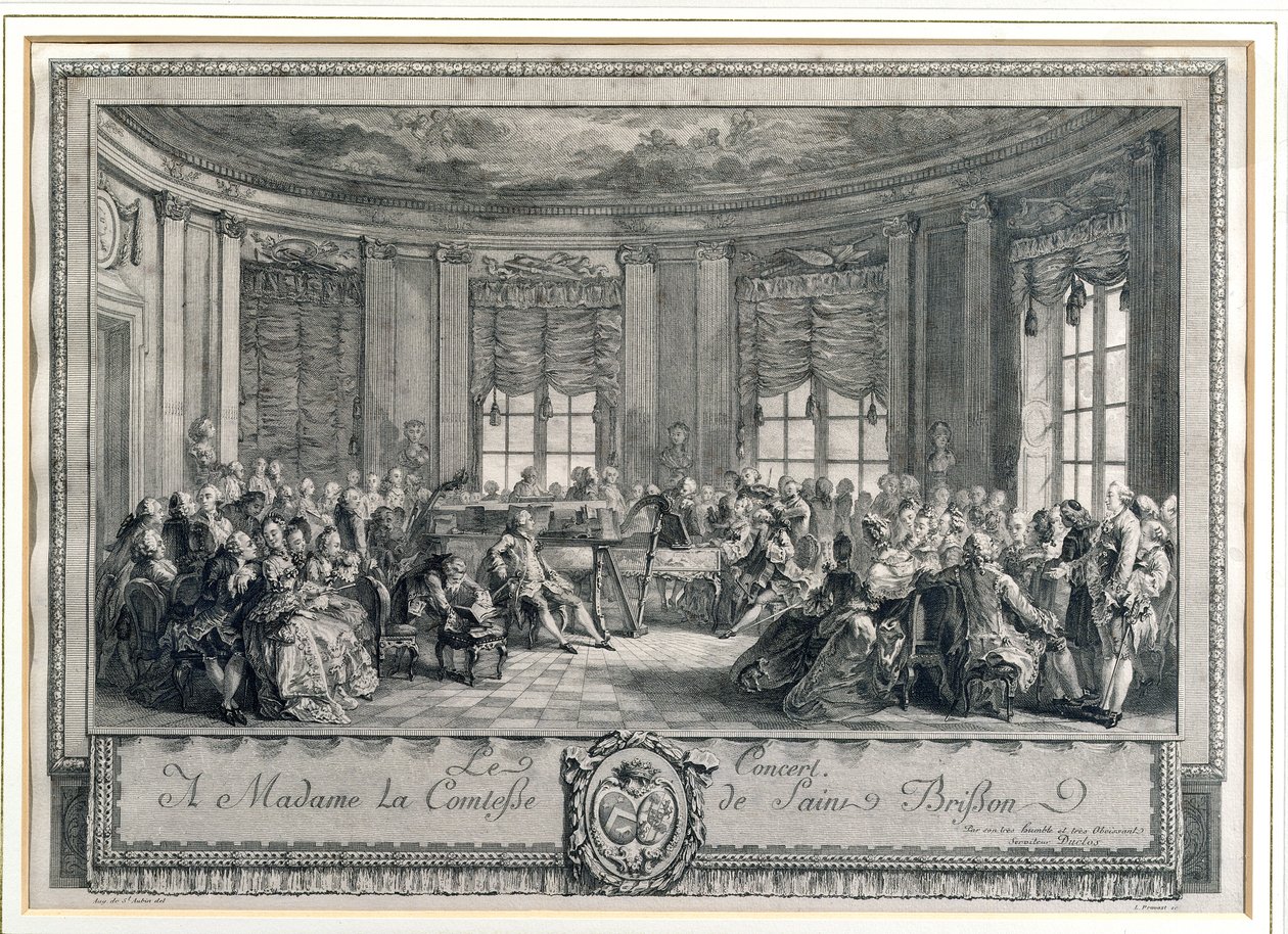 Le Concert chez la Comtesse de Saint Brisson, gravé par L. Provost - Augustin de Saint Aubin