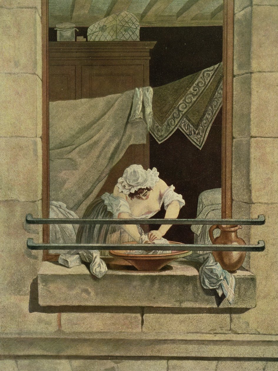 La blanchisseuse, gravée par J. Laurent Julien (18e siècle) et Jean-Baptiste Morret (actif de 1790 à 1820) - Augustin de Saint Aubin
