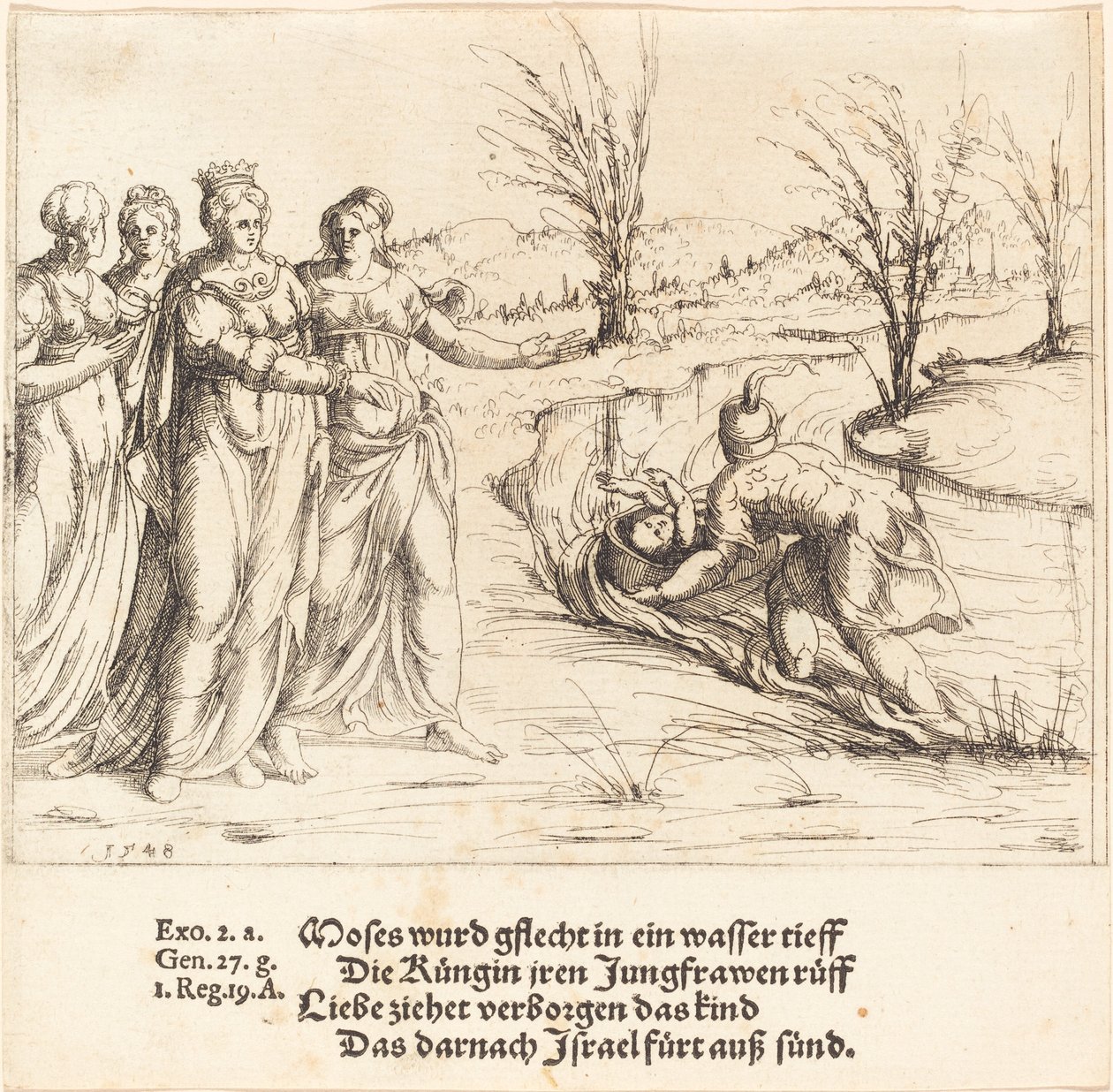 La découverte de Moïse, 1548 - Augustin Hirschvogel