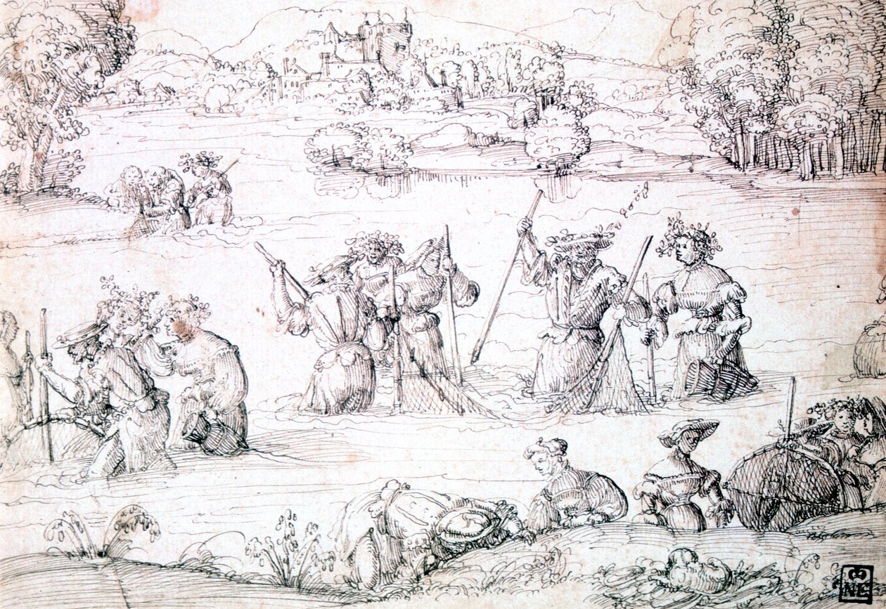 Pêche sous la pluie, vers 1513-1553 - Augustin Hirschvogel