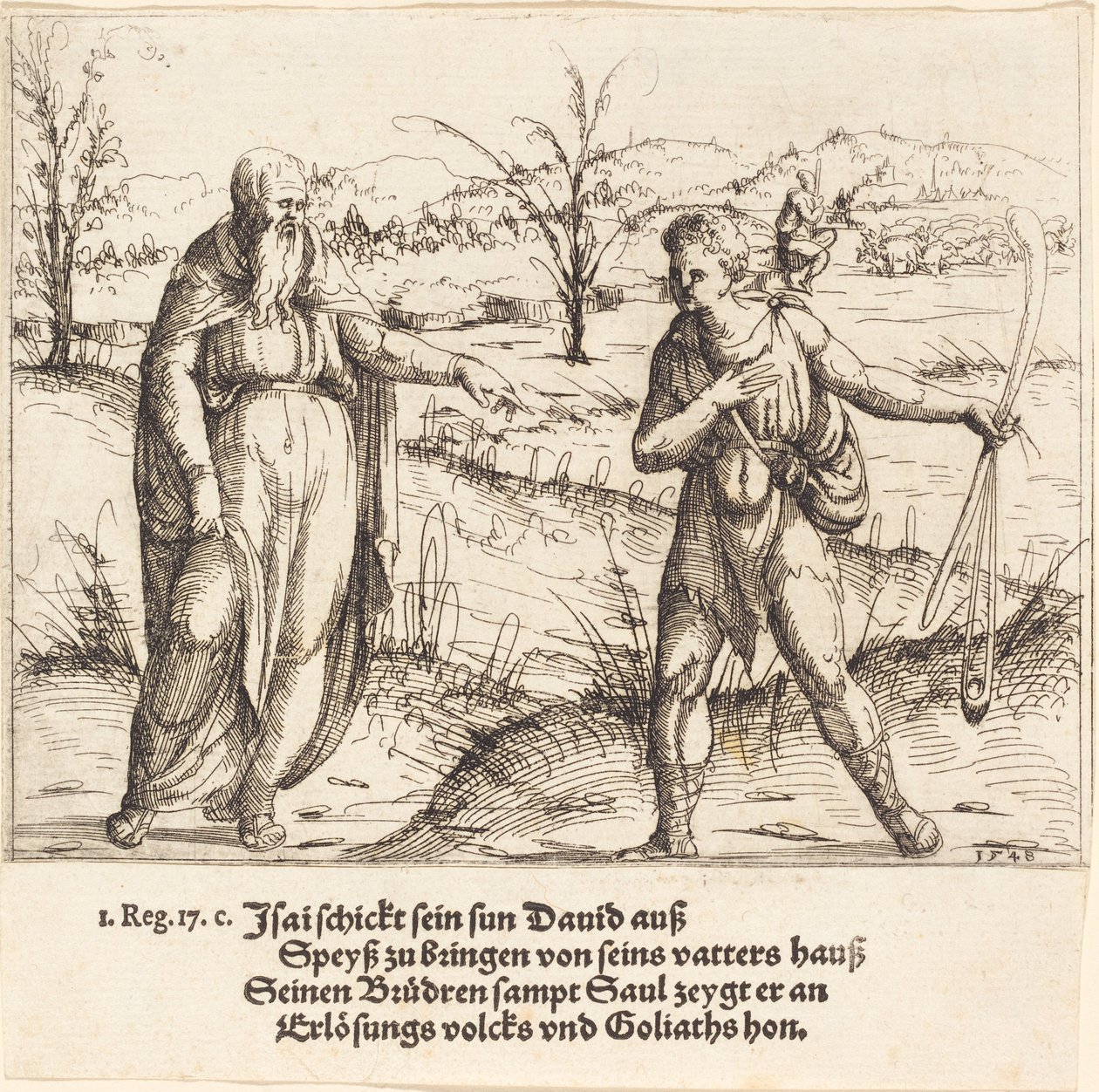 Jesse envoie David à ses frères et à Saül, 1548 - Augustin Hirschvogel