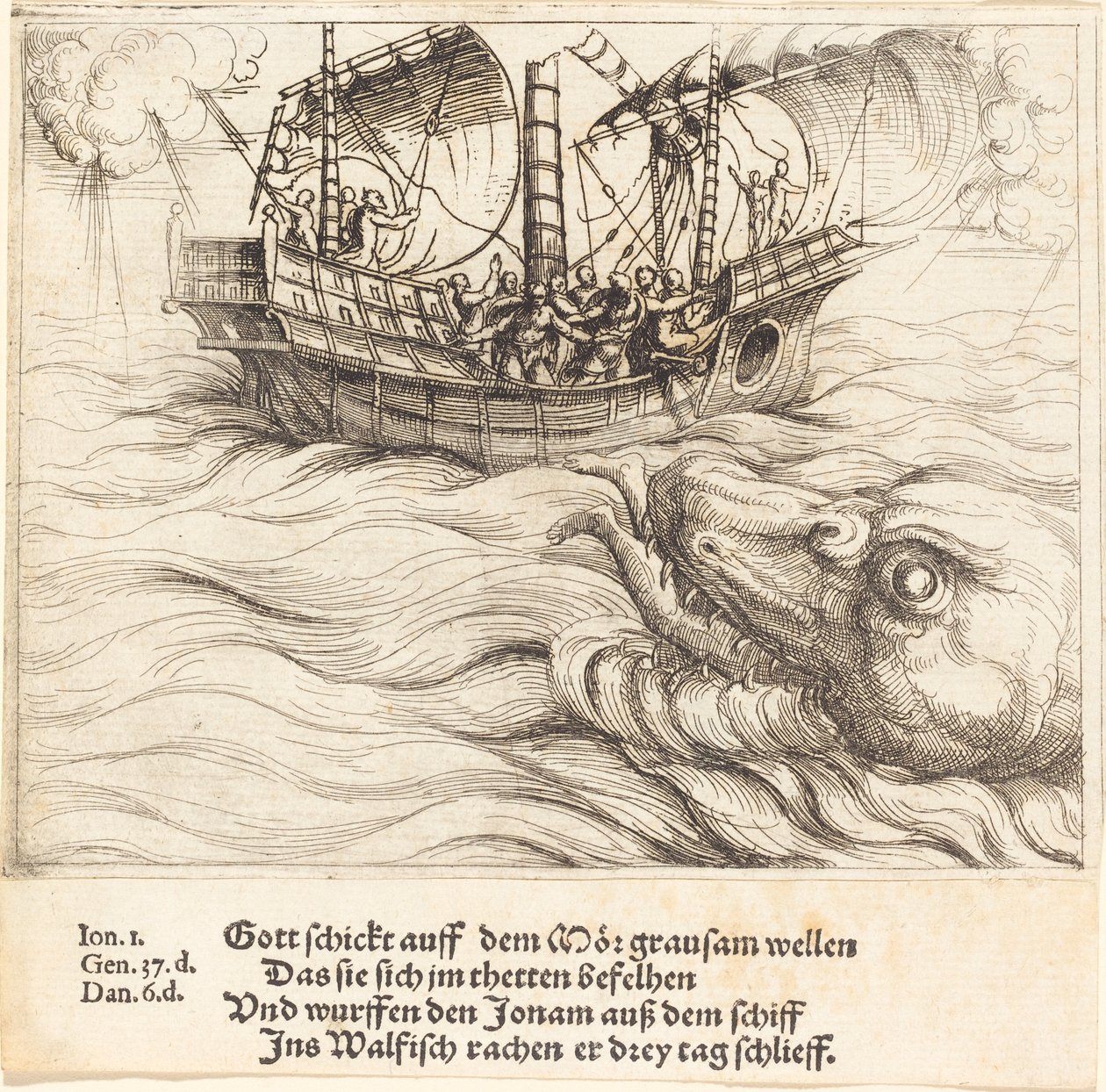 Jonas dans la baleine - Augustin Hirschvogel