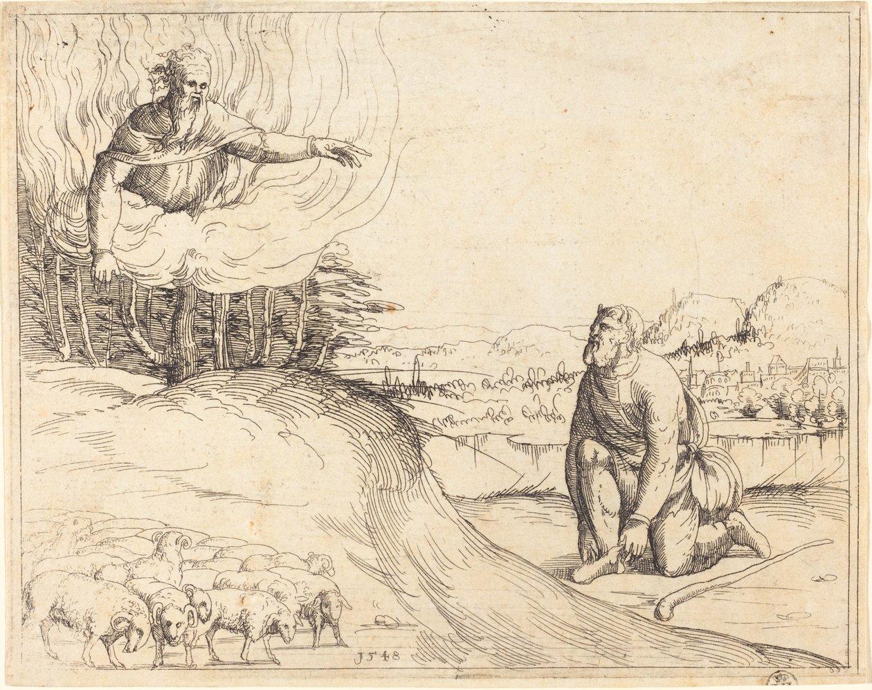 Moïse et le Buisson ardent, 1548 - Augustin Hirschvogel