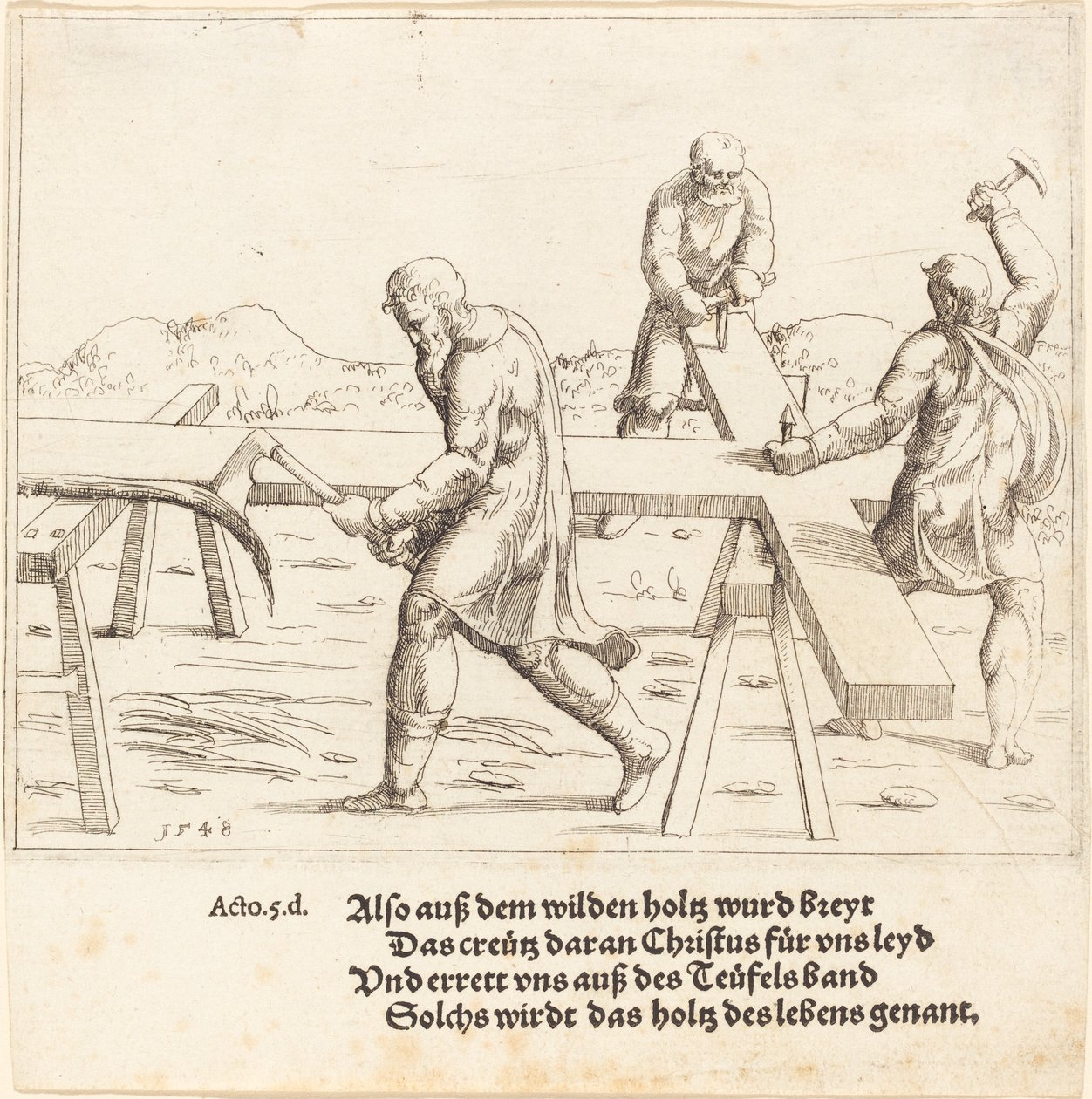 La Préparation de la Croix - Augustin Hirschvogel