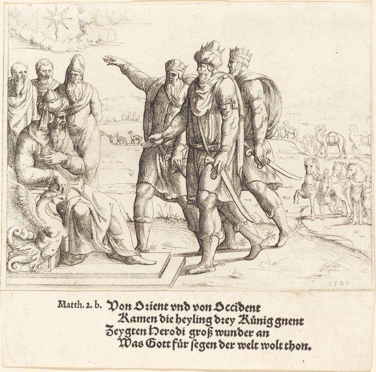 Les trois rois annoncent la naissance du Christ à Hérode - Augustin Hirschvogel