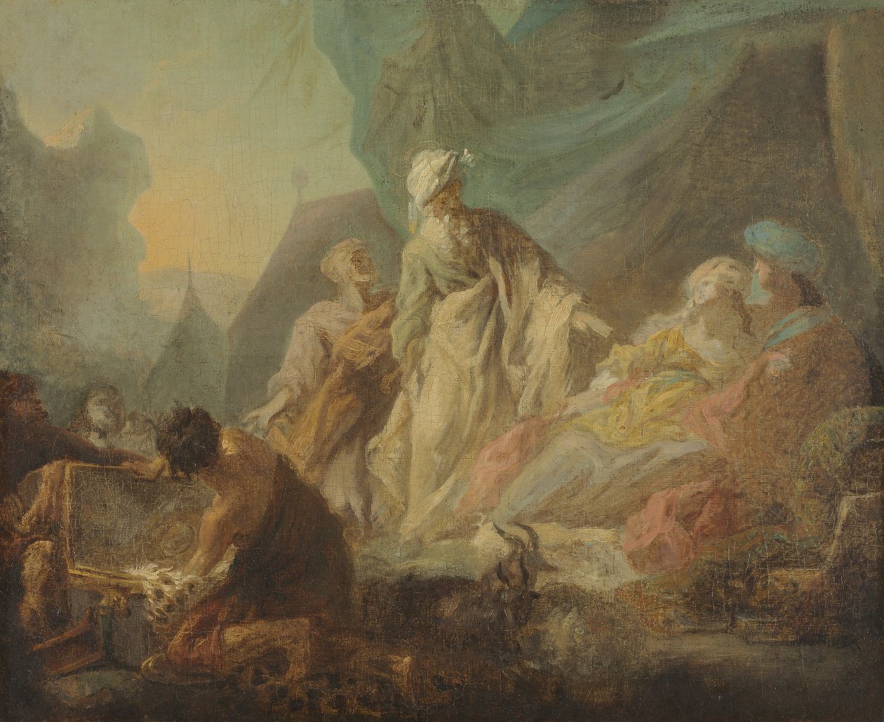 Laban cherchant ses dieux volés - Augustin de Saint-Aubin