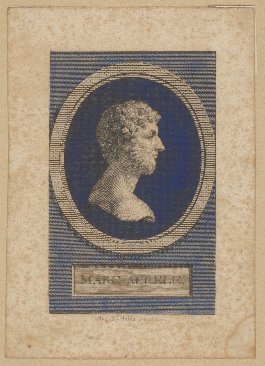 Marc Aurèle Antonin, empereur romain de 161-180, écrivain et philosophe (Marcus Aurelius Antoninus, Marcus Annius Aurelius Verus, 121 Rome - 180 Vindobona) - Augustin de Saint-Aubin