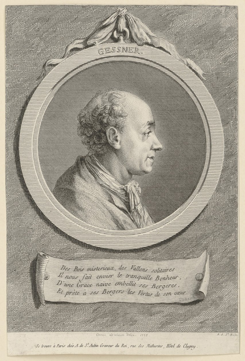 Portrait de Salomon Gessner - Augustin de Saint-Aubin