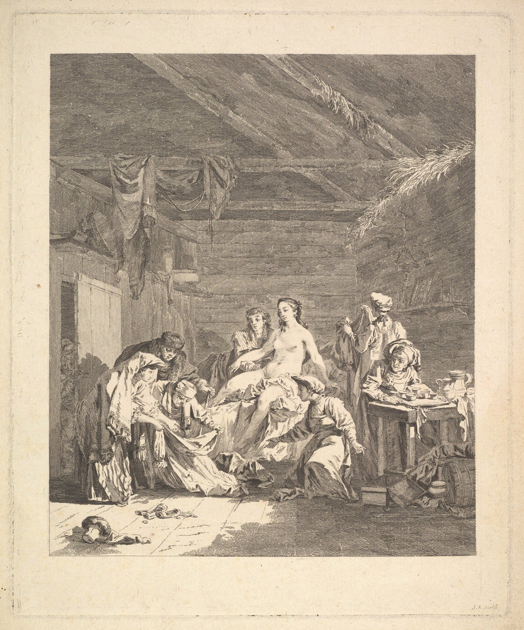 Après la nuit de noces, les draps doivent être montrés. De Voyage en Sibérie, 1767 - Augustin de Saint Aubin