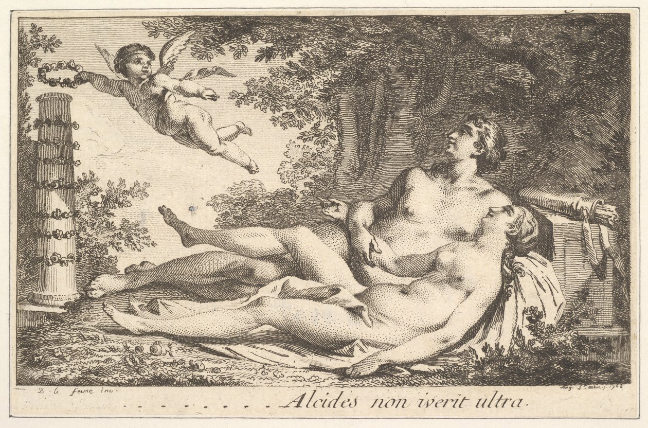 Vignette en regard du nom de Augustin de Saint-Aubin, 1762 - Augustin de Saint Aubin