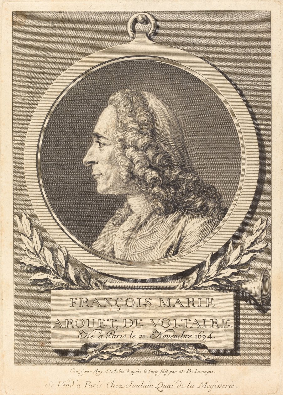François Marie Arouet de Voltaire - Augustin de Saint Aubin after Jean Baptiste Lemoyne II