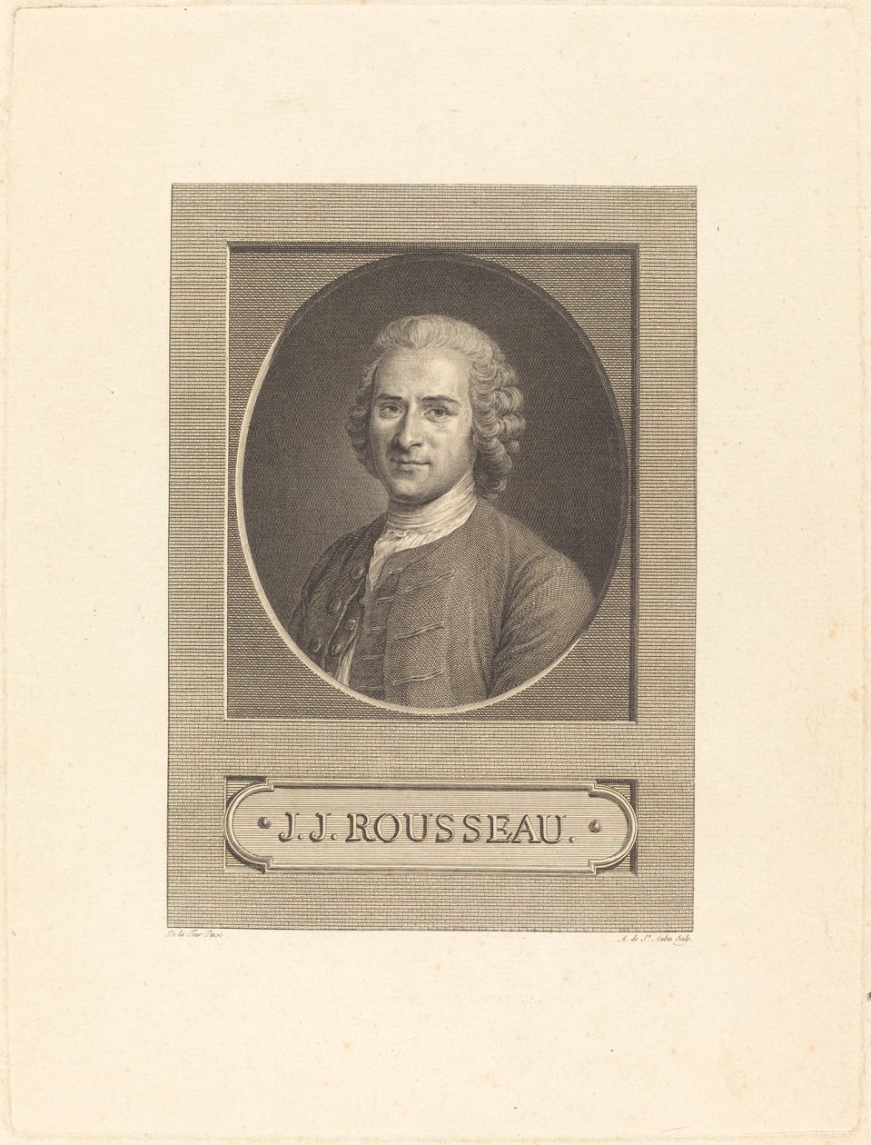 Frontispice : J.J. Rousseau - Augustin de Saint Aubin after Maurice Quentin