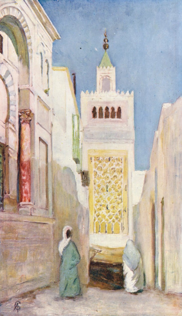 Une rue de Tunis (lithographie couleur) - Augustine Fitzgerald