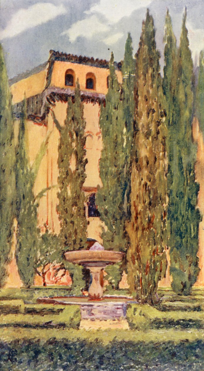 Cour de Lindaraxa, Alhambra (lithographie couleur) - Augustine Fitzgerald