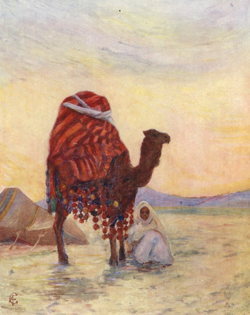 Le palanquin du Bash Aga, Biskra (lithographie couleur) - Augustine Fitzgerald